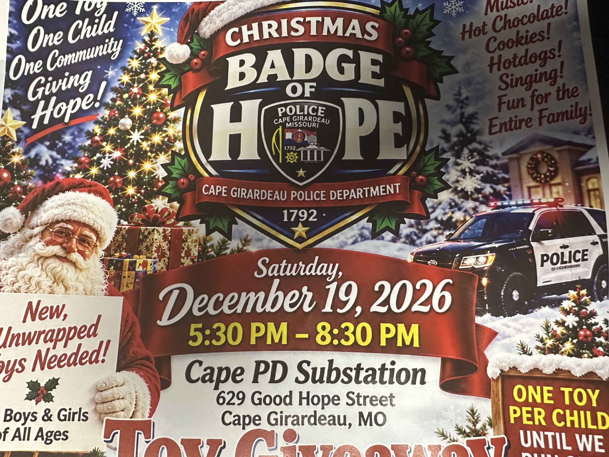 Badge of Hope to host second annual Christmas event - KBSI FOX23 News Cape Girardeau News